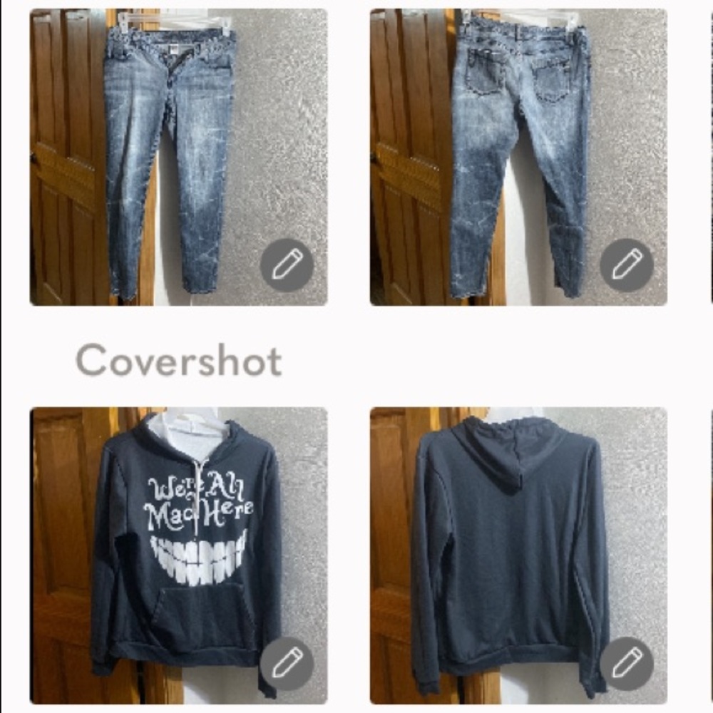 Hang Ten Jeans sz 9 & We’re all mad here sweatshirt M